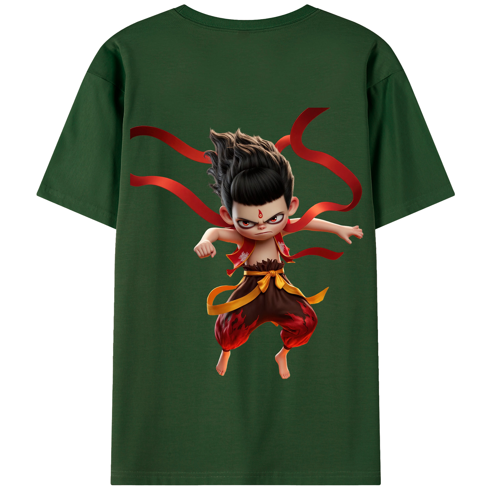（画像用） Ne Zha 2 ナタ 魔童の大暴れ 綿100％半袖Tシャツ（背面プリント）